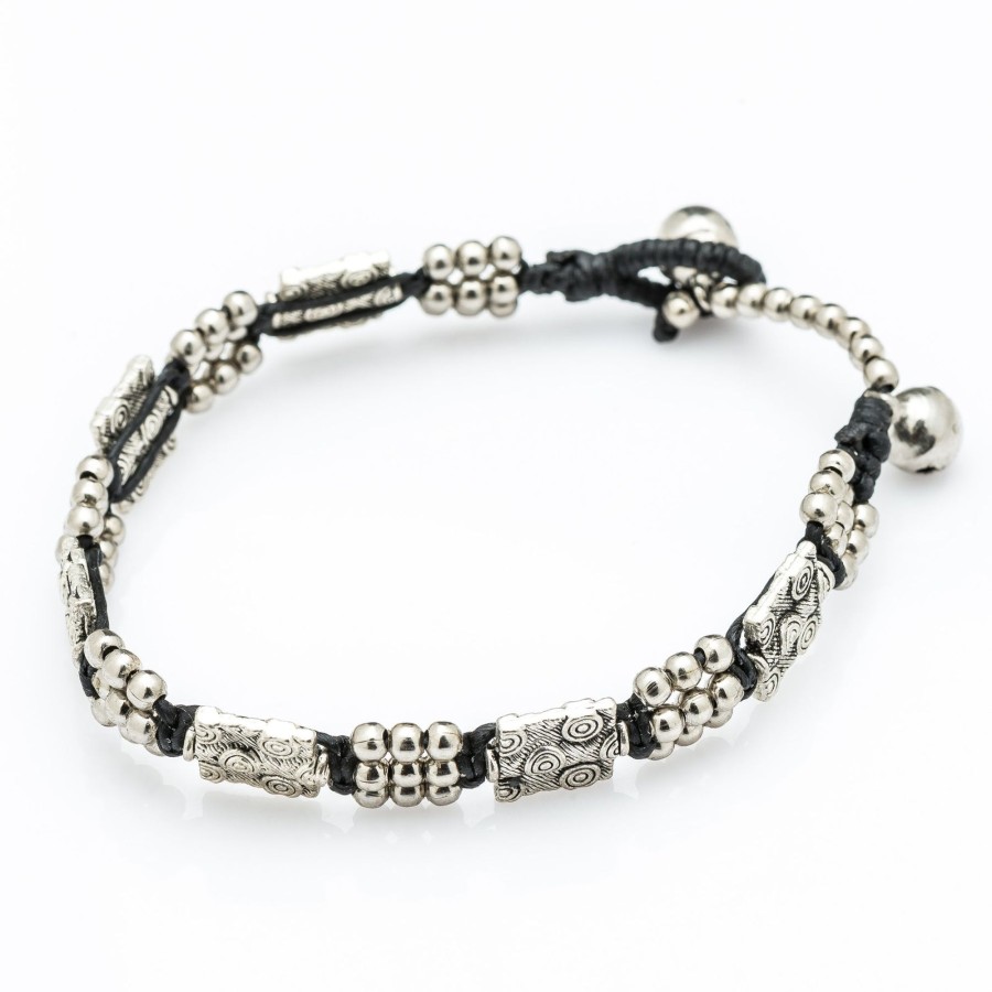 Accessories HaremPants | Hill Tribe Bead And Tribal Block Charm Bracelets Silver