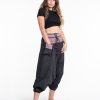 Women HaremPants | Pinstripe Cotton Low Cut Women'S Harem Pants With Hill Tribe Trim Black