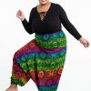 Plus Size HaremPants | Plus Size Rainbow Elephant 2-In-1 Jumpsuit Elephant Pants In Green