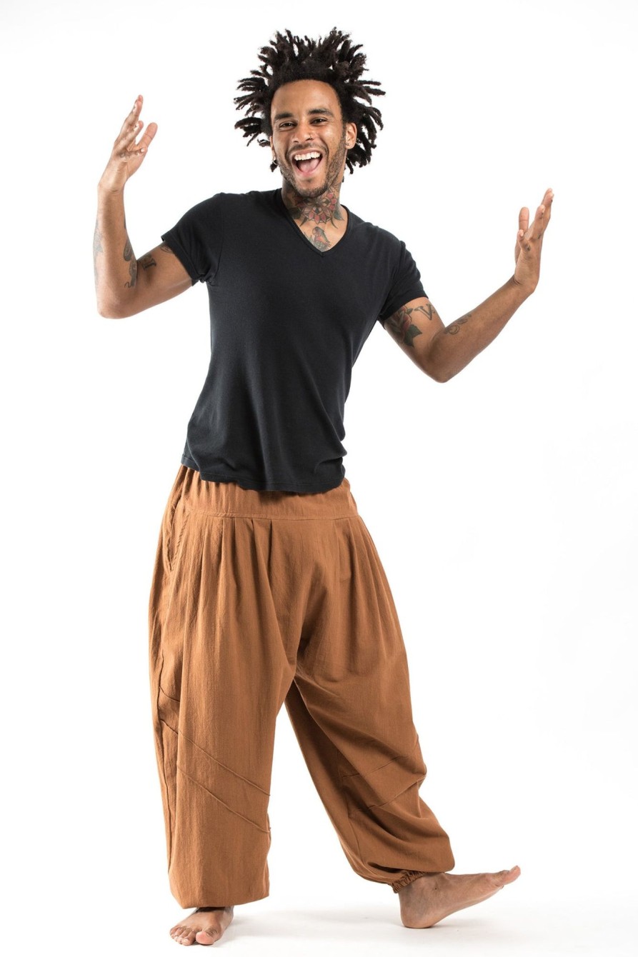 Men HaremPants | Genie Men'S Cotton Harem Pants In Brown