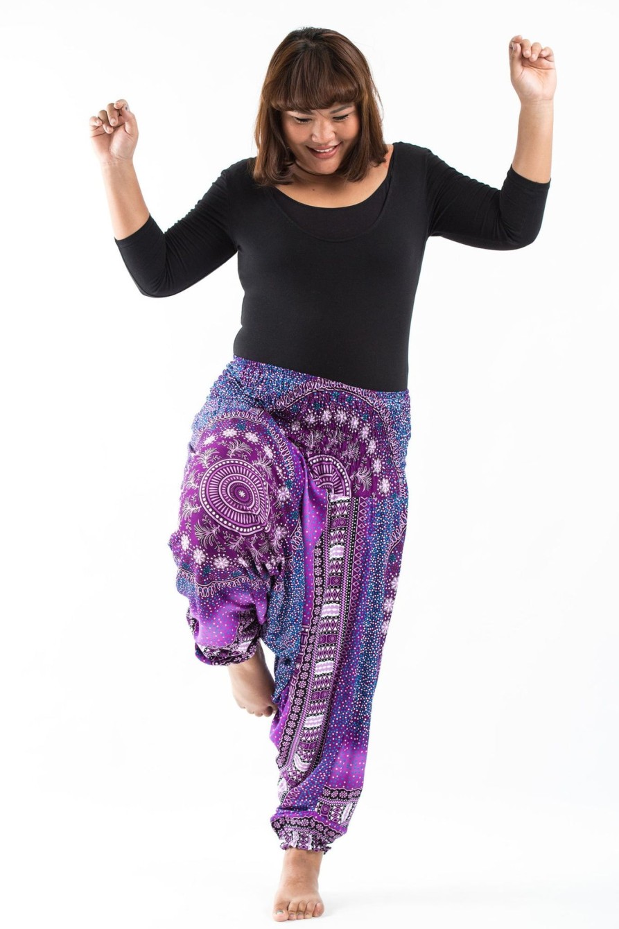 Women HaremPants | Plus Size Tribal Chakras 2-In-1 Jumpsuit Harem Pants In Purple