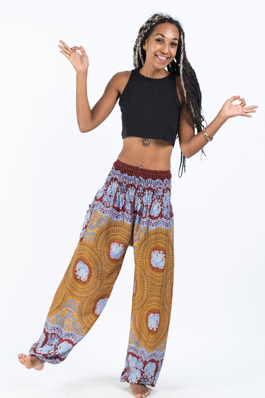 Women HaremPants | Mandala Elephant Women'S Elephant Pants In Bronze