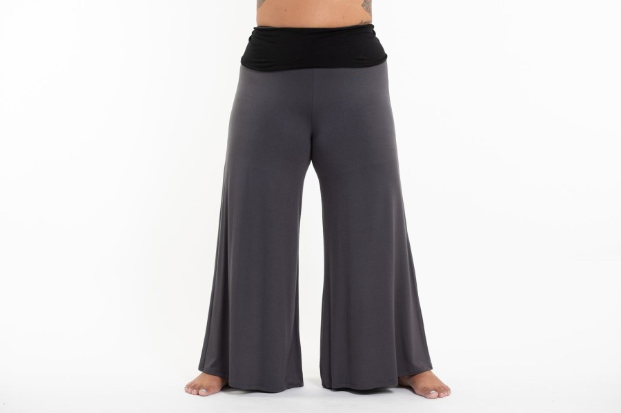 Plus Size HaremPants | Plus Size Wide Leg Palazzo Harem Pants Cotton Spandex In Solid Gray