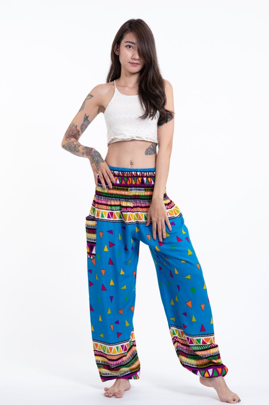 Women HaremPants | Triangles Women'S Harem Pants In Ocean Blue