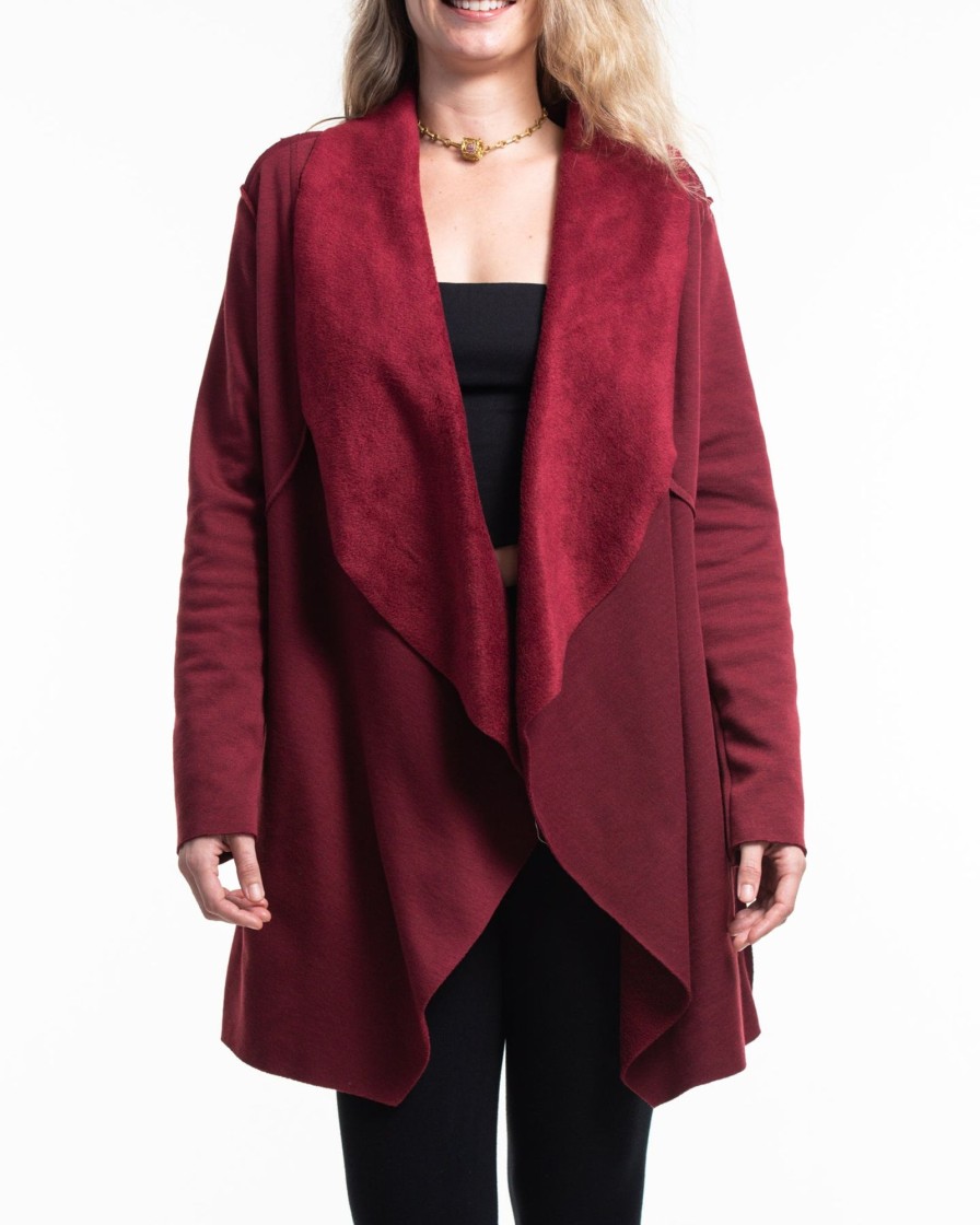 Women HaremPants | Fleece Cardigan In Red