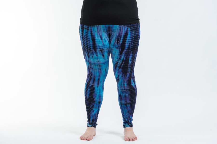 Plus Size HaremPants | Plus Size Lightning Stripes Tie Dye Cotton Leggings In Indigo