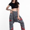 Women HaremPants | Traditional Print Thai Hill Tribe Fabric Women'S Slim Cut Harem Pants In Black And White Black/White