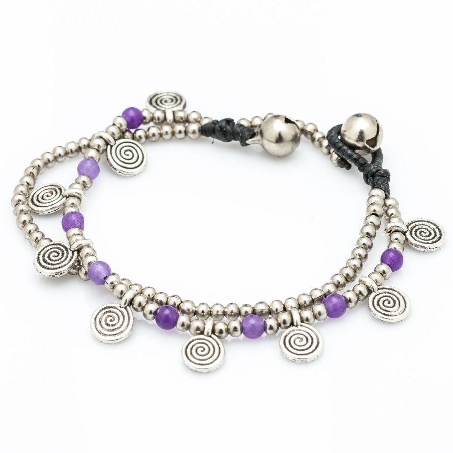 Accessories HaremPants | Bead And Charm Double Strand Bracelets Violet