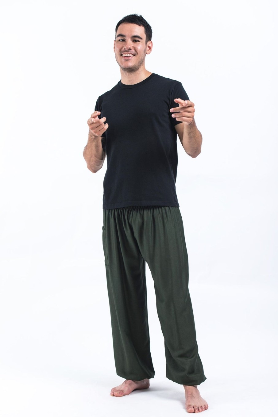 Men HaremPants | Solid Color Men'S Harem Pants In Dark Green