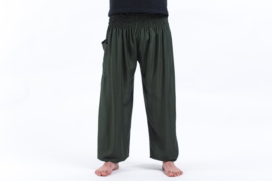 Men HaremPants | Solid Color Men'S Harem Pants In Dark Green