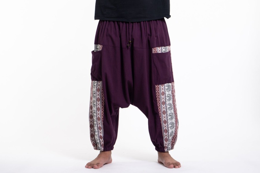 Plus Size HaremPants | Plus Size Elephant Aztec Cotton Men'S Harem Pants In Purple