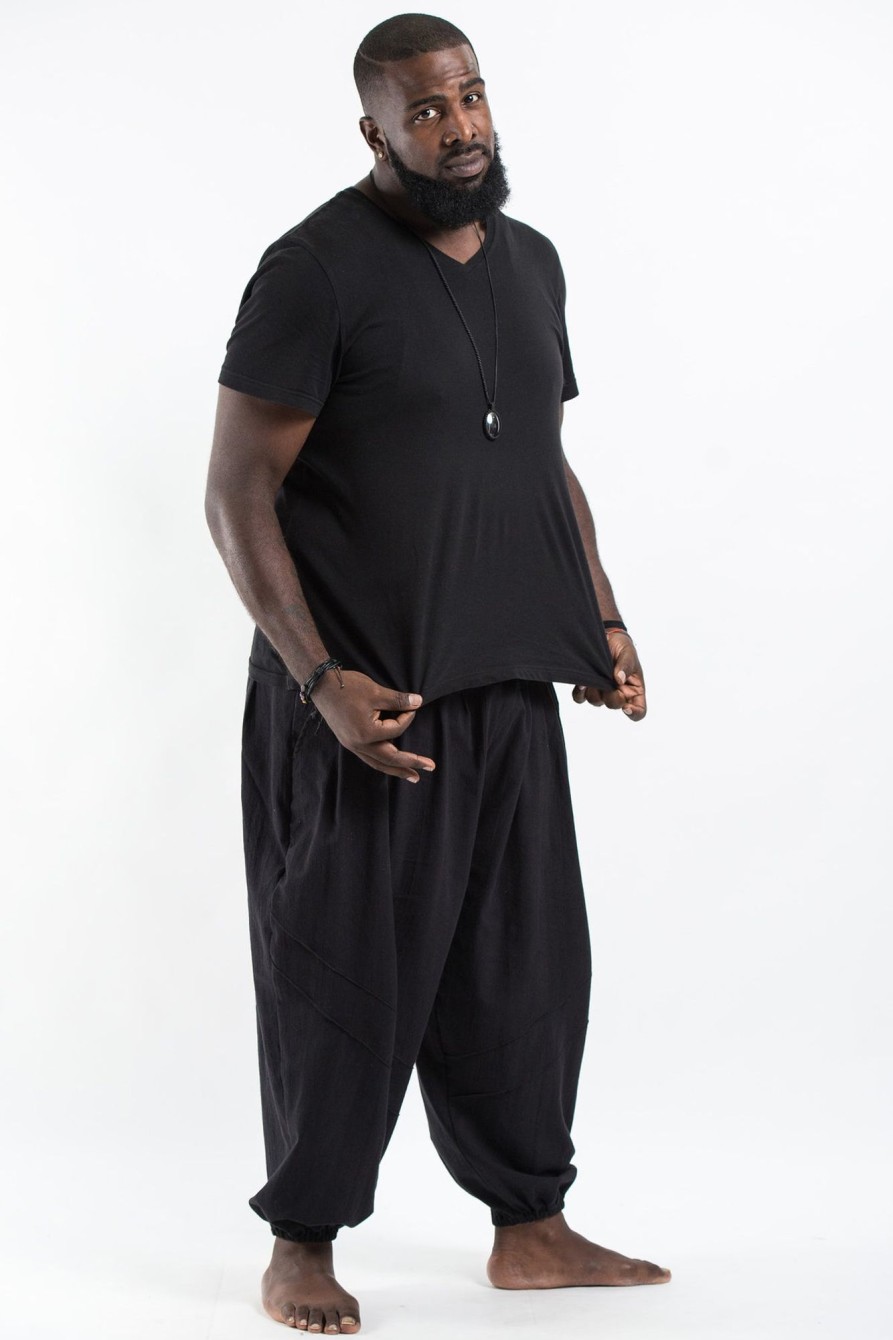 Men HaremPants | Plus Size Genie Men'S Cotton Harem Pants In Black