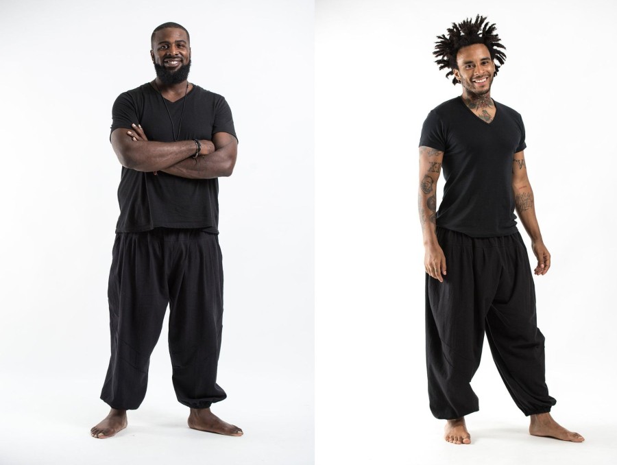 Men HaremPants | Plus Size Genie Men'S Cotton Harem Pants In Black