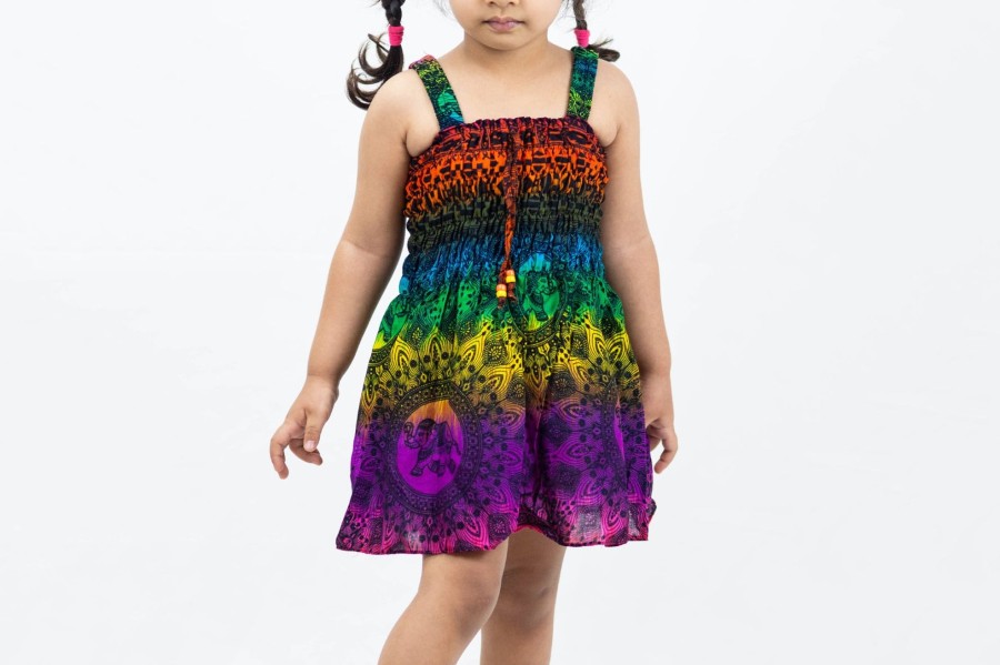 Kids HaremPants | Kids Rainbow Elephant Smock Dress In Purple