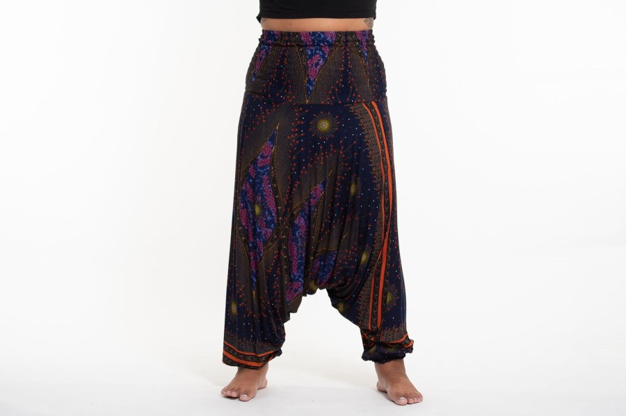 Women HaremPants | Plus Size Peacock Eyes 2-In-1 Jumpsuit Harem Pants In Navy