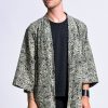 Women HaremPants | Paisley Print Cotton Kimono Cardigan In Black