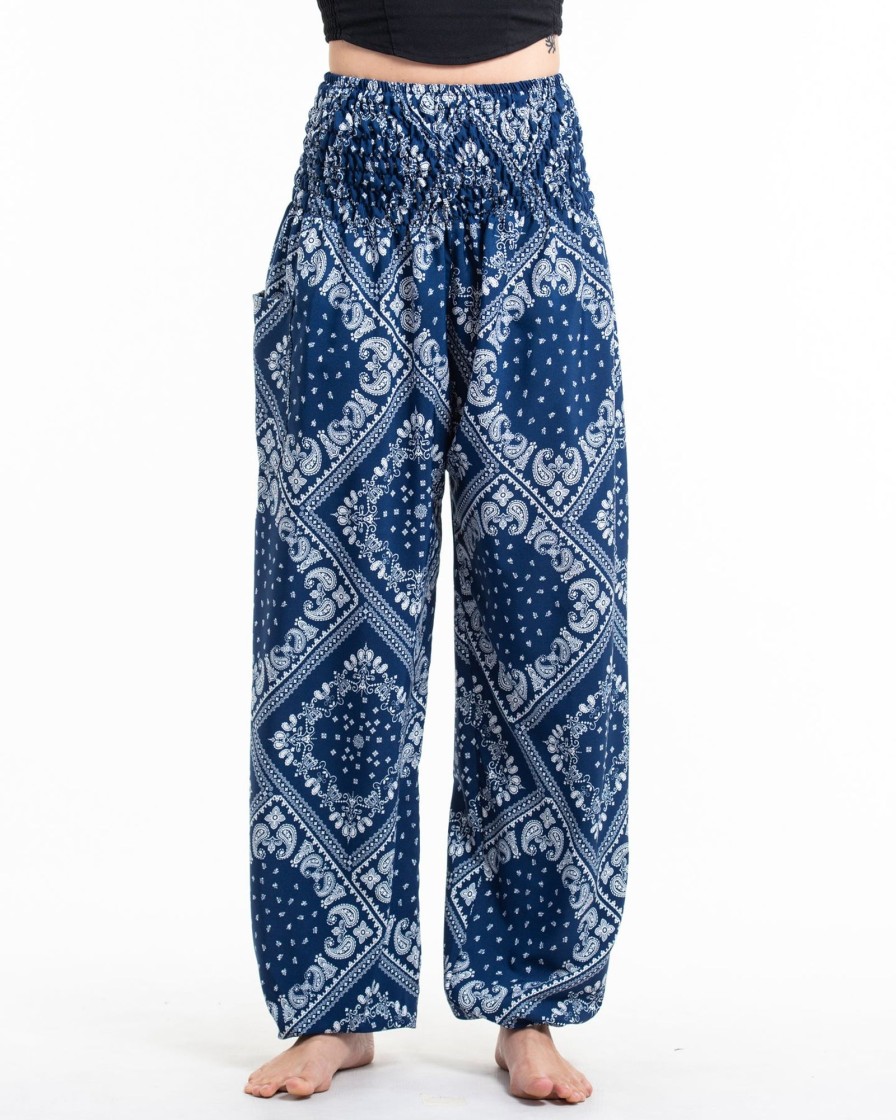 Plus Size HaremPants | Patchwork Paisley Tall Harem Pants In Navy