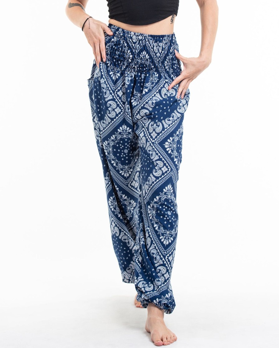 Plus Size HaremPants | Patchwork Paisley Tall Harem Pants In Navy