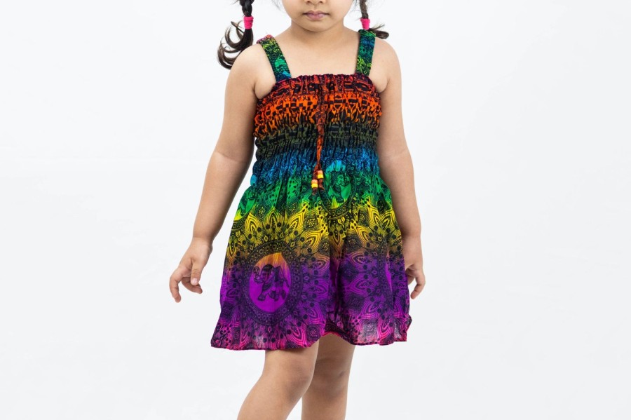 Kids HaremPants | Kids Rainbow Elephant Smock Dress In Purple