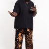 Plus Size HaremPants | Plus Size Tie Dye Cotton Men Harem Pants In Orange Black