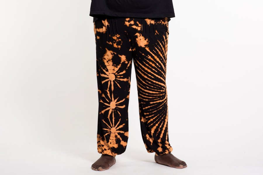 Plus Size HaremPants | Plus Size Tie Dye Cotton Men Harem Pants In Orange Black