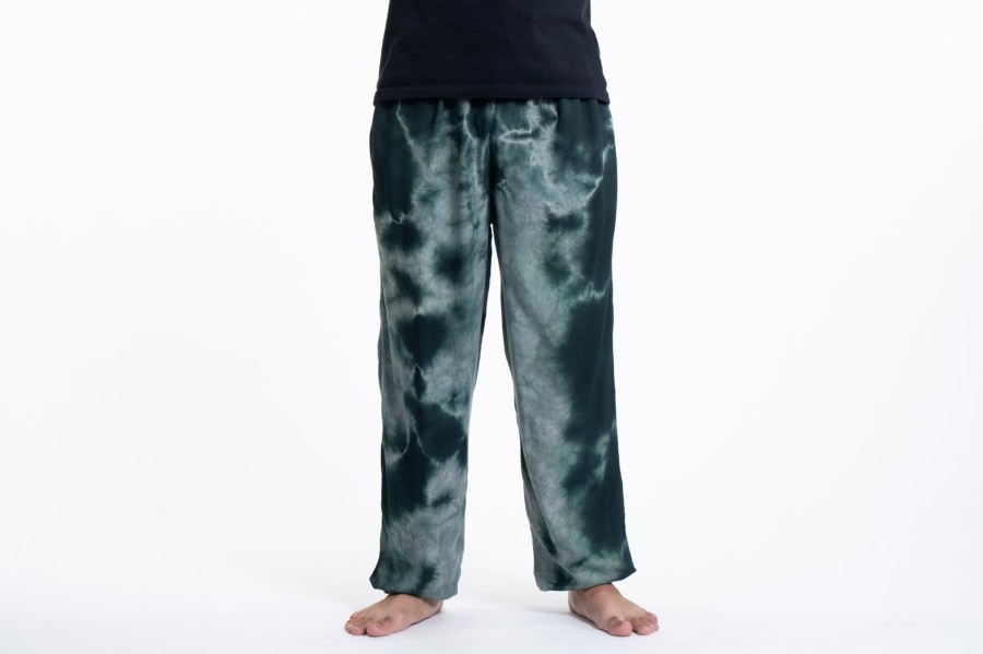 Men HaremPants | Tie Dye Drawstring Men'S Yoga Massage Pants In Dark Teal