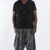 Men HaremPants | Plus Size Swirls Prints Thai Hill Tribe Fabric Men Harem Pants With Ankle Straps In Black