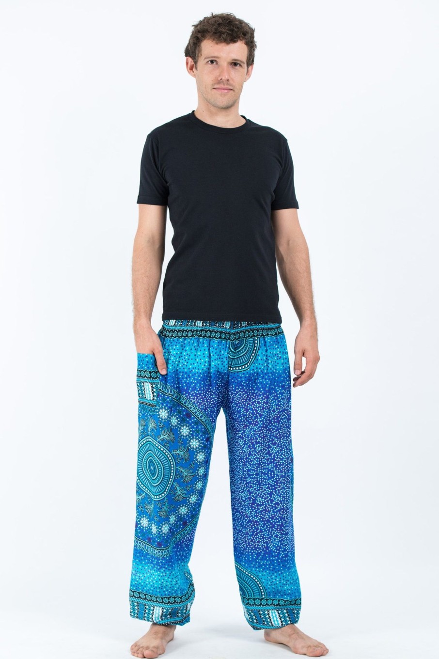 Men HaremPants | Tribal Chakras Men'S Harem Pants In Blue