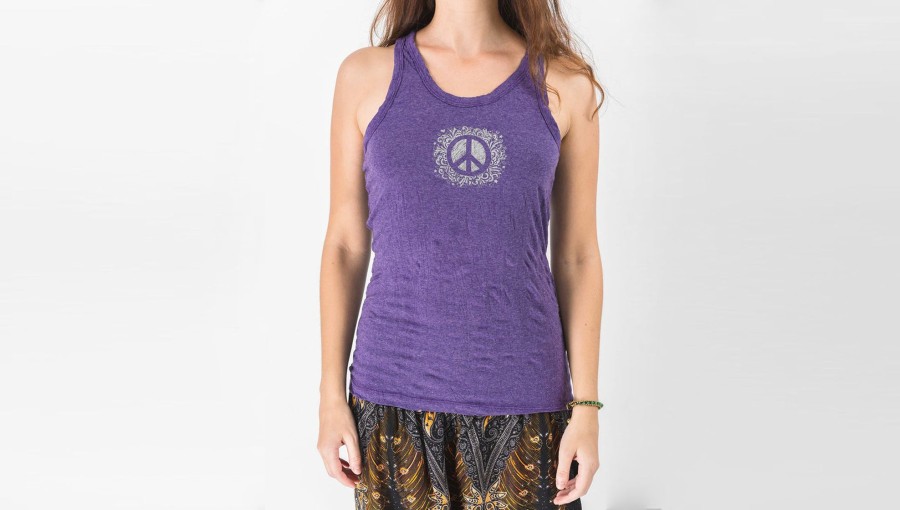 Women HaremPants | Super Soft Sure Design Women'S Tank Tops Peace Sign Grape