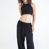 Women HaremPants | Solid Color Drawstring Women'S Yoga Massage Pants In Black