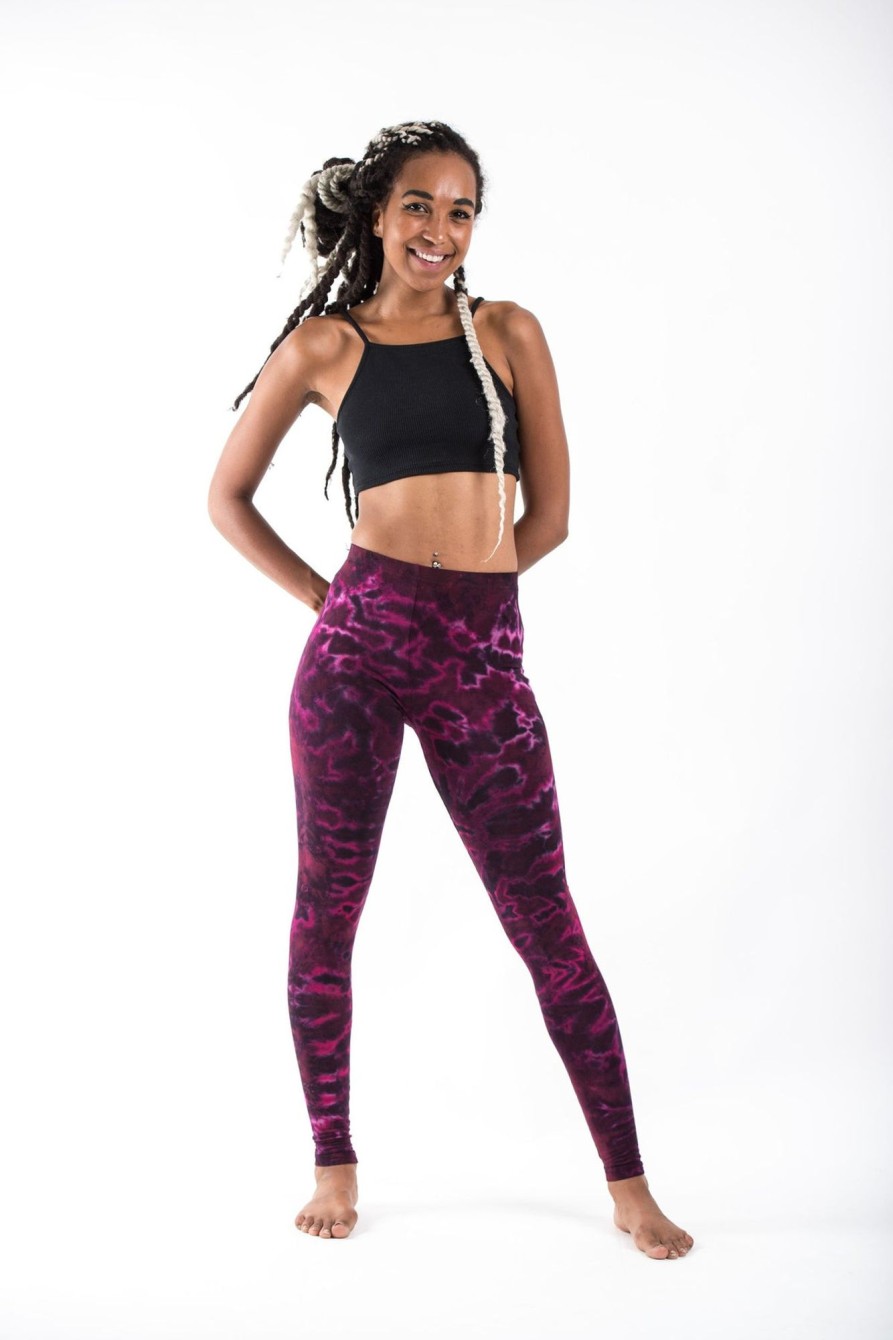 Women HaremPants | Marble Tie Dye Cotton Leggings In Magenta