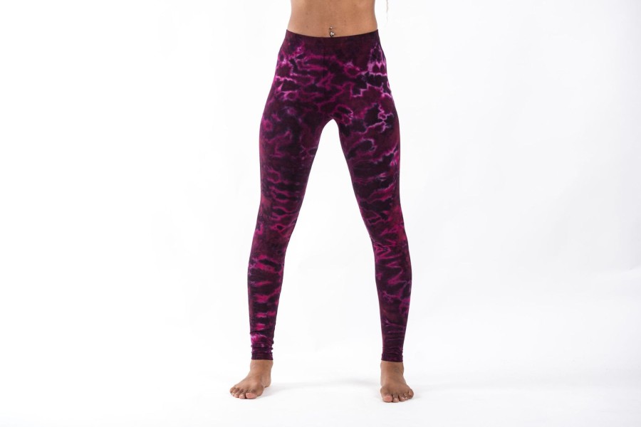 Women HaremPants | Marble Tie Dye Cotton Leggings In Magenta