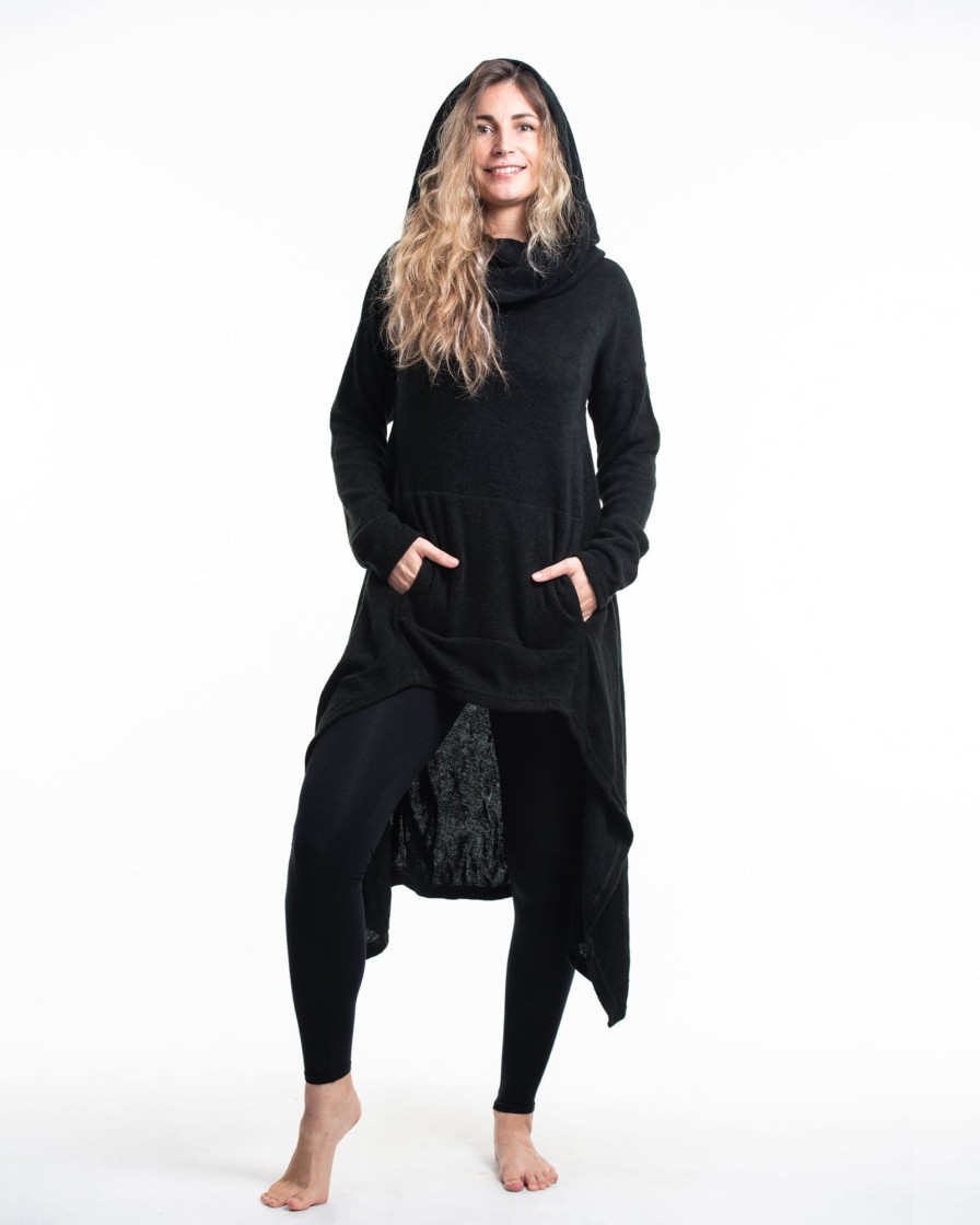 Women HaremPants | Ultra Long Hooded Sweater In Black