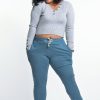 Women HaremPants | Women'S Terry Pants With Aztec Pockets In Blue