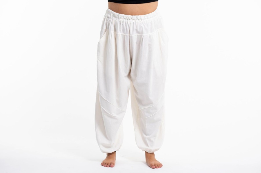 Women HaremPants | Plus Size Genie Women'S Cotton Harem Pants In White