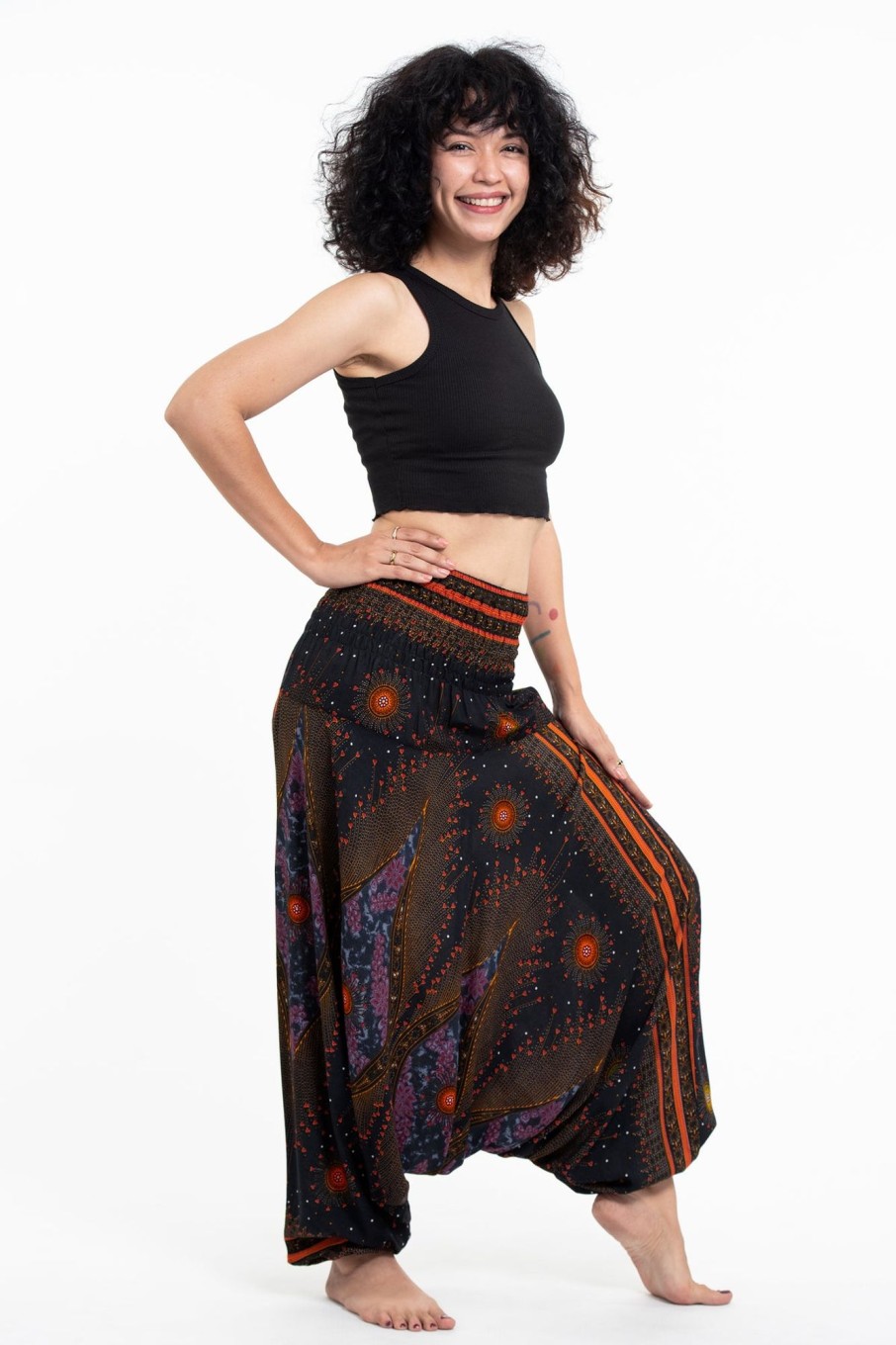 Women HaremPants | Peacock Eye 2-In-1 Jumpsuit Harem Pants In Black