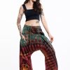 Women HaremPants | Tie Dye Cotton Women Harem Pants In Brick Green