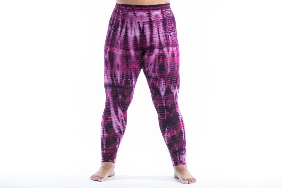 Women HaremPants | Plus Size Lightning Stripes Tie Dye Cotton Leggings In Purple