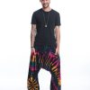 Men HaremPants | Tie Dye Cotton Men Harem Pants In Navy Rainbow