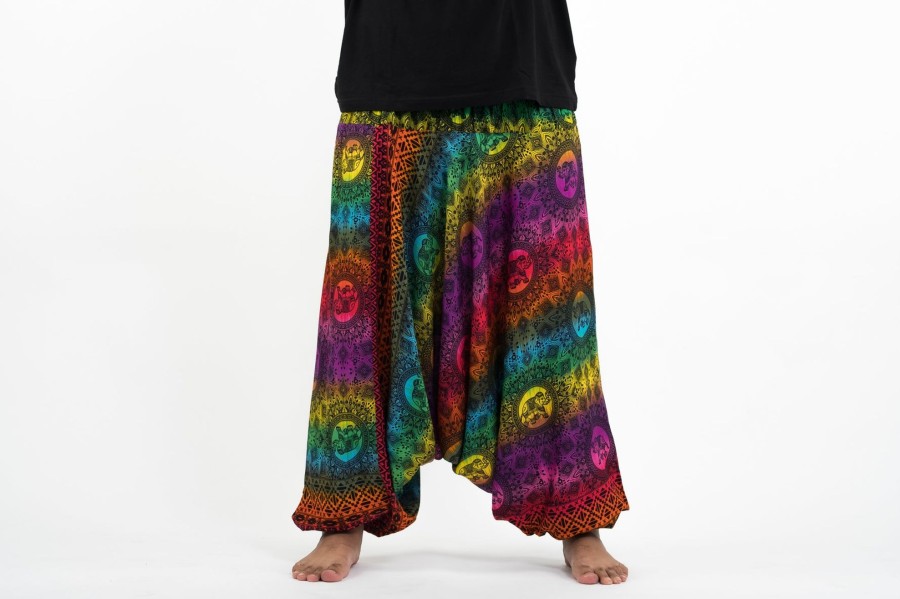 Men HaremPants | Plus Size Rainbow Elephant Drop Crotch Men'S Elephant Pants In Purple