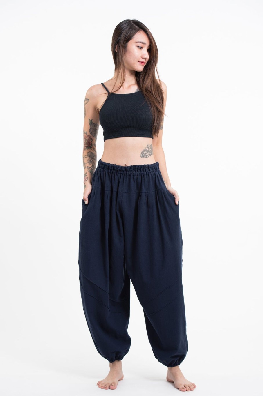 Women HaremPants | Genie Women'S Cotton Harem Pants In Navy