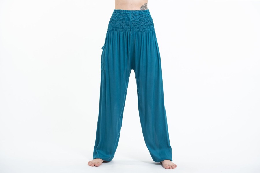 Plus Size HaremPants | Solid Color Women'S Tall Harem Pants In Aqua Blue