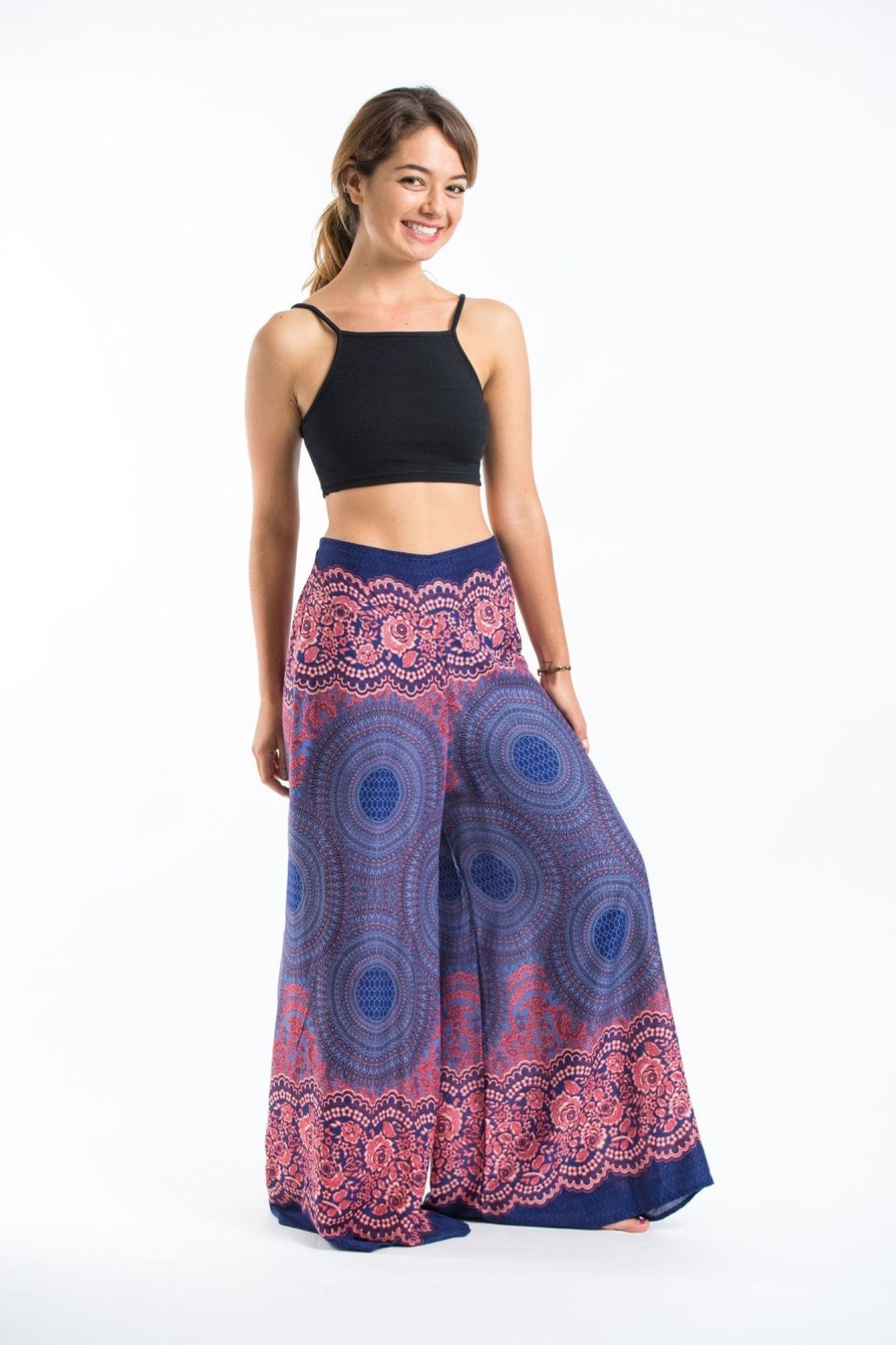 Women HaremPants | Geometric Mandalas Palazzo Style Harem Pants In Blue