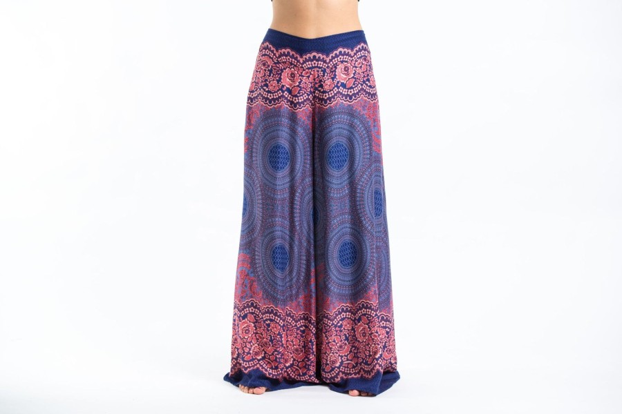 Women HaremPants | Geometric Mandalas Palazzo Style Harem Pants In Blue