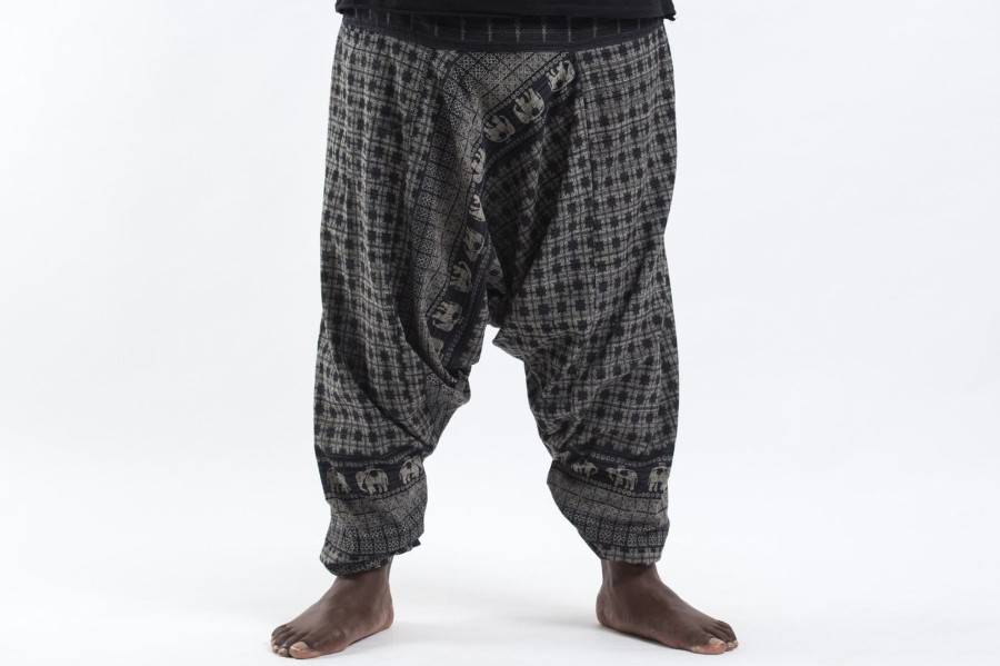 Men HaremPants | Plus Size Hill Tribe Elephant Men'S Elephant Pants In Black