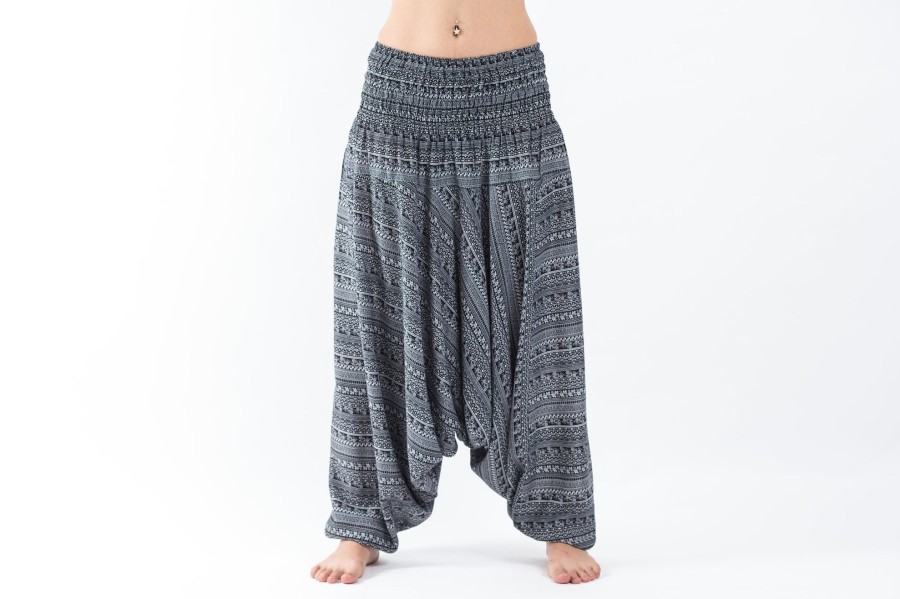 Women HaremPants | Aztec Stripes 2-In-1 Jumpsuit Harem Pants In Black