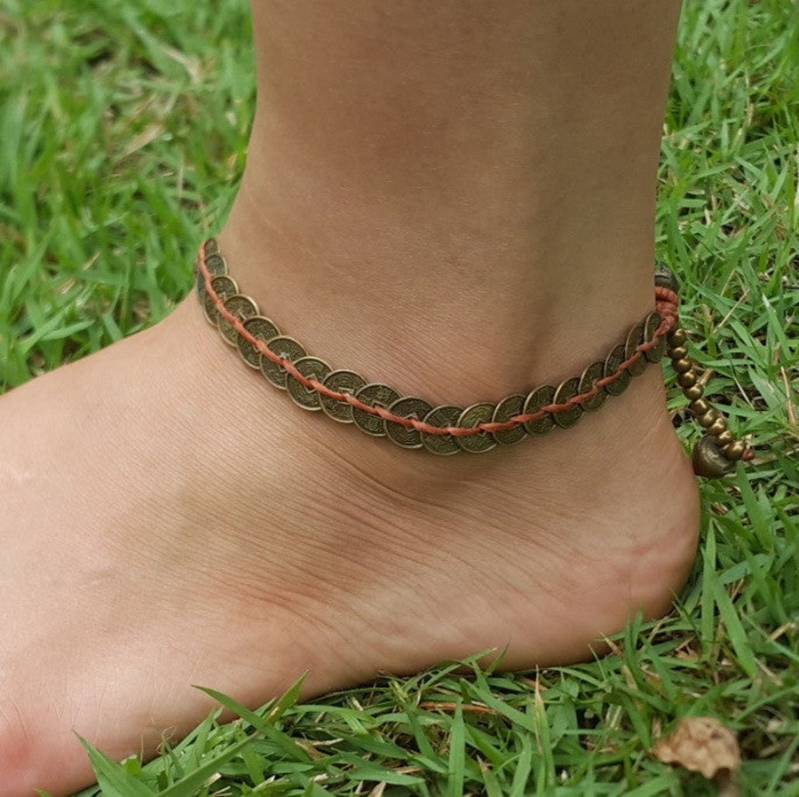 Accessories HaremPants | Hand Made Fair Trade Anklet Antique Coins Brown