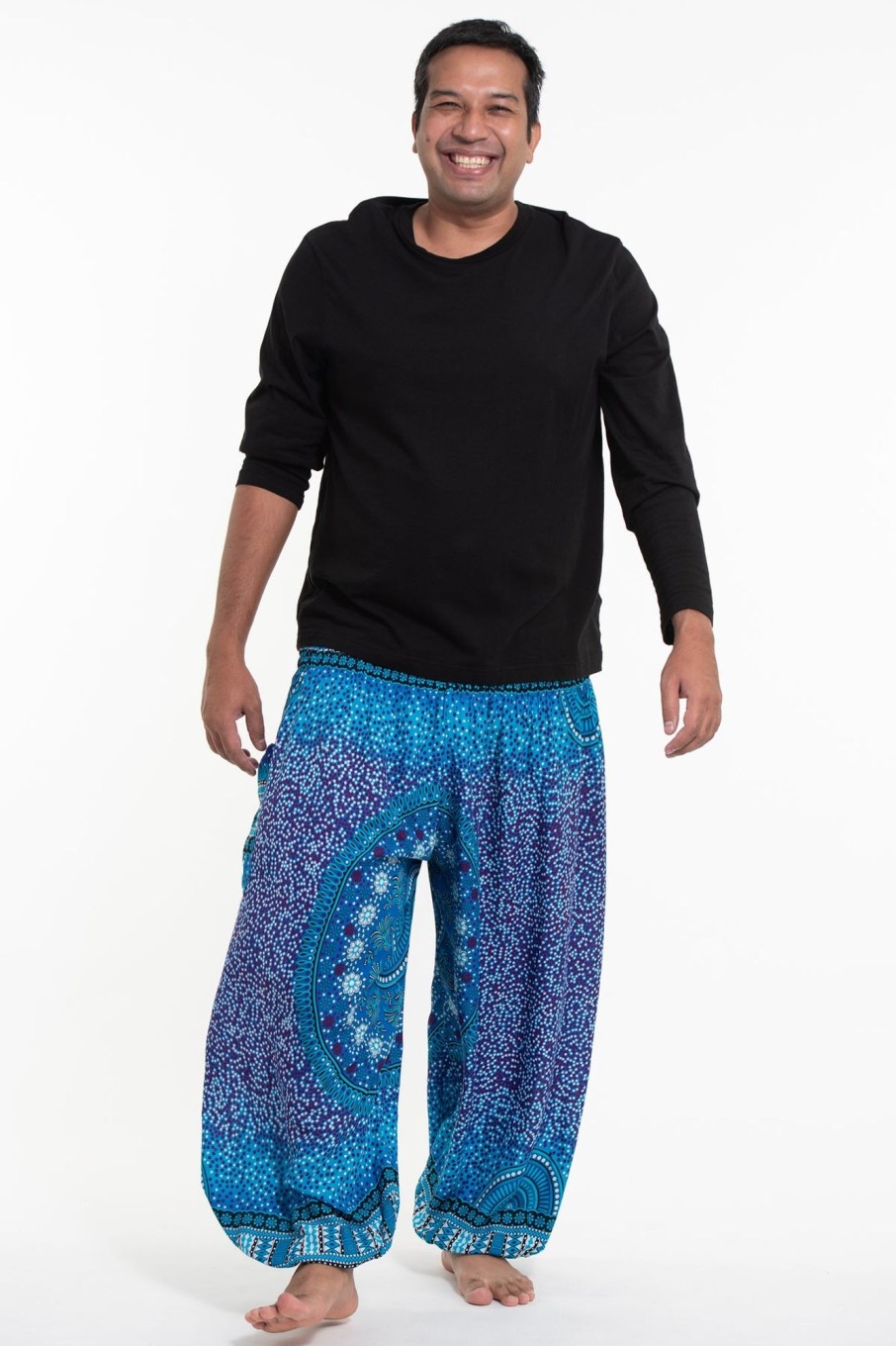 Plus Size HaremPants | Plus Size Tribal Chakras Men'S Harem Pants In Blue