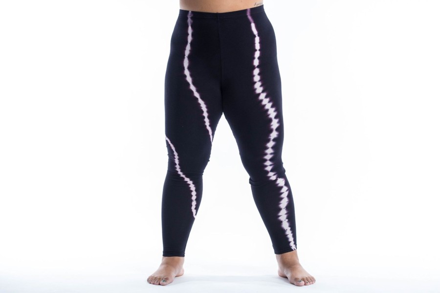 Plus Size HaremPants | Plus Size Black Tie Dye Cotton Leggings In Electra Pink Black/Pink