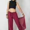 Women HaremPants | Women'S Thai Harem Double Layers Palazzo Pants In Solid Red